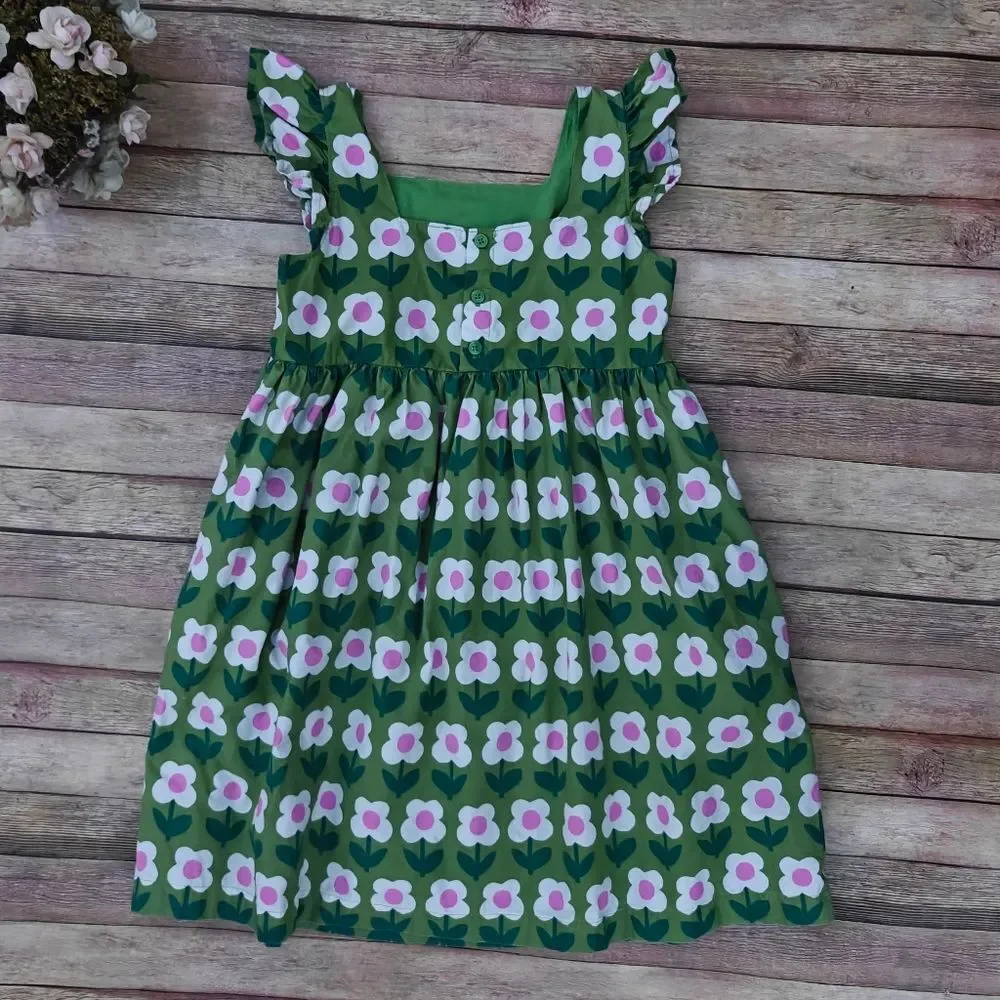 Hanna Andersson Green Floral Dress Size 12